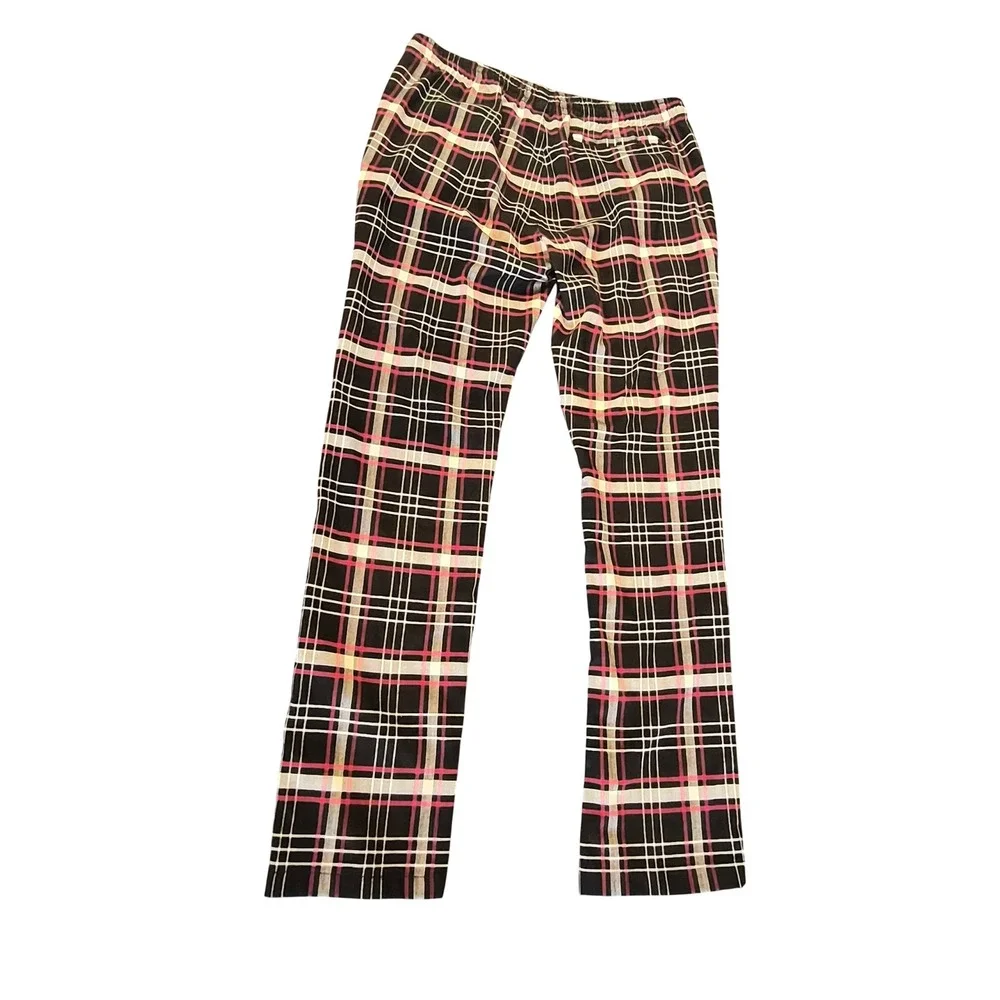 Neil Barrett Lightning Bolt Plaid Trousers Black Pink White Mens Large L/G